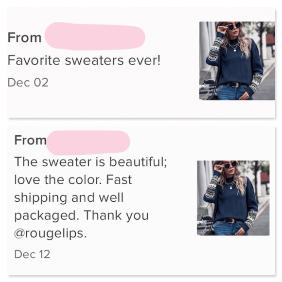 Navy Blue High Neck Sweater Nordic Geometric Tribal Aztec Print Pullover Knit - Picture 7 of 9